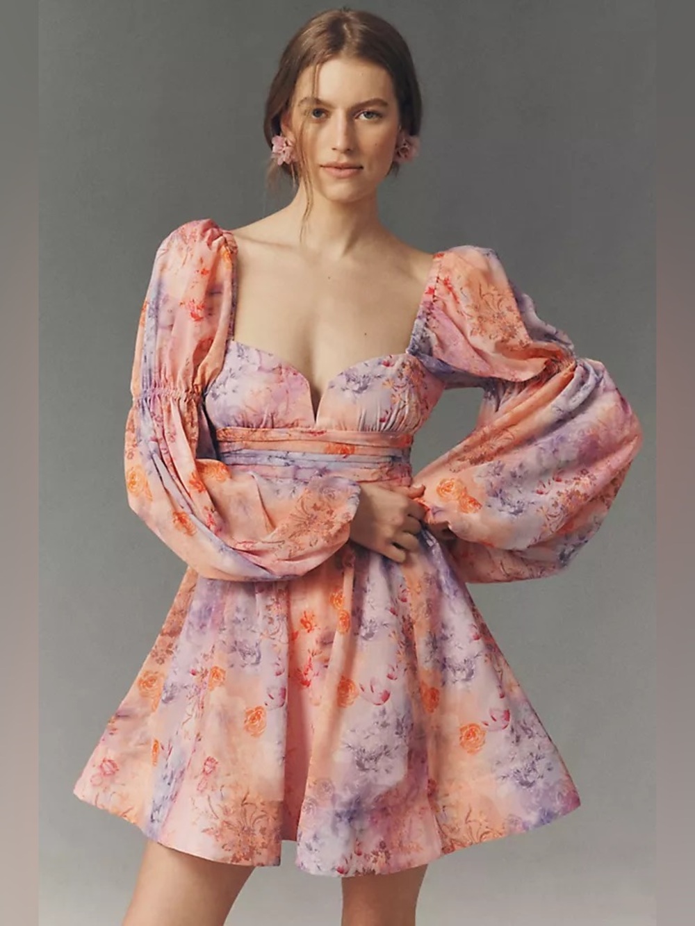 Anthropologie BHLDN Ellie Long Sleeve Sweetheart Mini Dress XXS‎